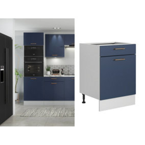 Kitchen Drawer Unit 600mm Cabinet Cupboard Navy Blue Copper Freestanding Nora