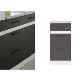 Kitchen Drawers Cabinet 400mm Unit Base Lower 40cm Cupboard Grey White Junona