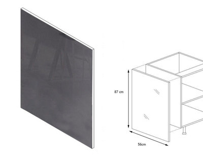 Kitchen End Panel Base Unit Cupboard 87cm H 56cm W Grey High