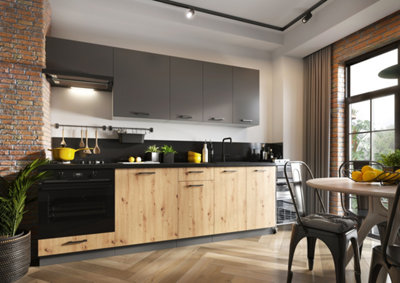 Kitchen Extractor Housing Wall Unit 600mm Cabinet 60cm Cupboard Dark ...