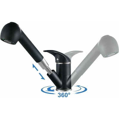 Kitchen Faucet Black 2Jet Spray Kitchen Sink Mixer Tap with PullOut ...