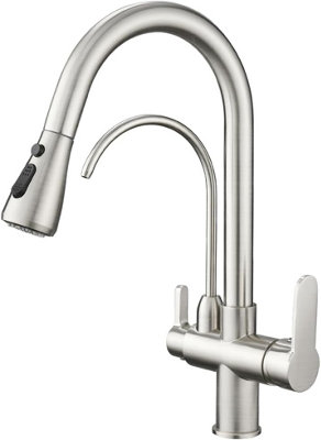 Kitchen faucet with water filter and pull-down sprayer, kitchen sink ...