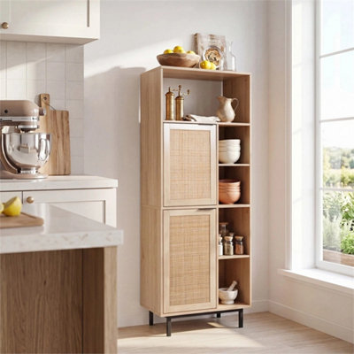 Kitchen Floor Cabinet With Adjustable Shelves Anti-tip 5-Cube Rattan ...