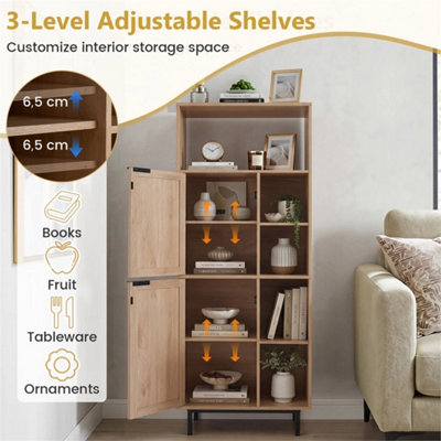 Kitchen Floor Cabinet With Adjustable Shelves Anti-tip 5-Cube Rattan ...