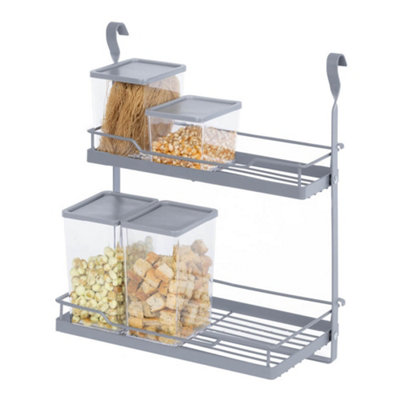 Kitchen Hanging Rack Storage Shelf Grey
