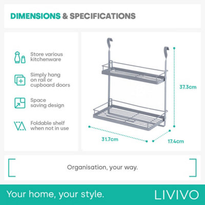 Kitchen Hanging Rack Storage Shelf Grey