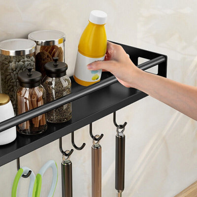 Kitchen Hook Rack Wall Mounted Utensil Rack Kitchen Shelf Organiser ...