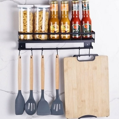 Kitchen Hook Rack Wall Mounted Utensil Rack Kitchen Shelf Organiser ...