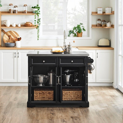 Kitchen Island Rolling Kitchen Storage Trolley with Extendable Worktop ...
