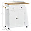 Kitchen Island Storage Cabinet Rolling Trolley with Wood Top, 3-Tier Spice Rack