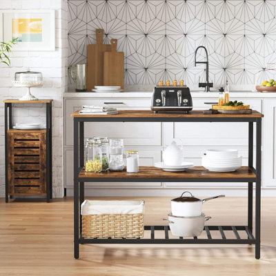 Kitchen Island with Spacious Countertop, Stable Steel Frame Baker Rack ...