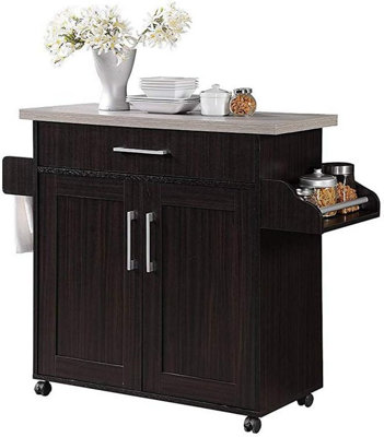 Kitchen Island with Spice Rack and Towel Holder, Hodedah