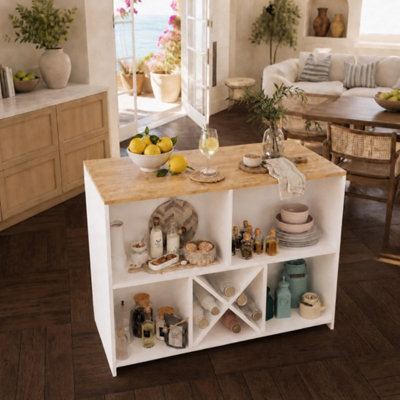 Kitchen Island with Storage, 127 Freestanding Unit with Open Shelving ...