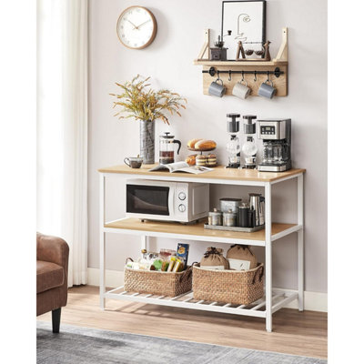Kitchen Island with Worktop, Bakers Rack with Steel Frame, Modern ...