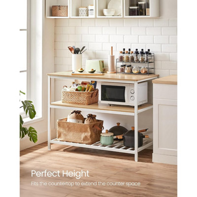 Kitchen Island with Worktop, Bakers Rack with Steel Frame, Modern ...