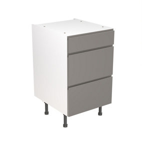 Kitchen Kit 3 Drawer Base Unit 500mm w/ J-Pull Cabinet Door - Super Gloss Dust Grey