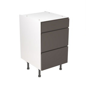 Kitchen Kit 3 Drawer Base Unit 500mm w/ J-Pull Cabinet Door - Super Gloss Graphite