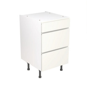Kitchen Kit 3 Drawer Base Unit 500mm w/ J-Pull Cabinet Door - Super Gloss White