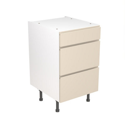 Kitchen Kit 3 Drawer Base Unit 500mm w/ J-Pull Cabinet Door - Ultra Matt Cashmere