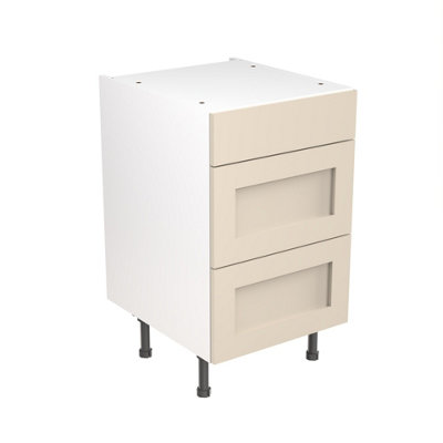 Kitchen Kit 3 Drawer Base Unit 500mm w/ Shaker Cabinet Door - Ultra Matt Cashmere