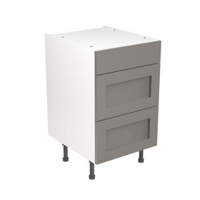 Kitchen Kit 3 Drawer Base Unit 500mm w/ Shaker Cabinet Door - Ultra Matt Dust Grey