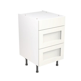 Kitchen Kit 3 Drawer Base Unit 500mm w/ Shaker Cabinet Door - Ultra Matt White