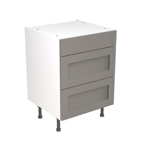 Kitchen Kit 3 Drawer Base Unit 600mm w/ Shaker Cabinet Door - Ultra Matt Dust Grey