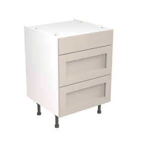 Kitchen Kit 3 Drawer Base Unit 600mm w/ Shaker Cabinet Door - Ultra Matt Light Grey