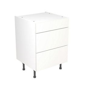 Kitchen Kit 3 Drawer Base Unit 600mm w/ Value Slab Cabinet Door - Standard Matt White