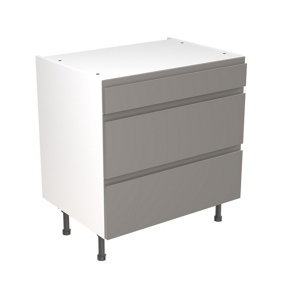 Kitchen Kit 3 Drawer Base Unit 800mm w/ J-Pull Cabinet Door - Super Gloss Dust Grey