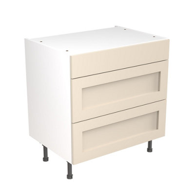 Kitchen Kit 3 Drawer Base Unit 800mm w/ Shaker Cabinet Door - Ultra Matt Cashmere