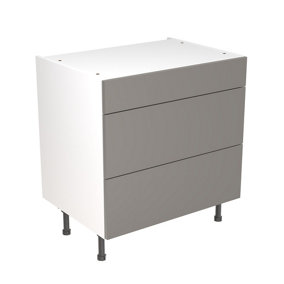 Kitchen Kit 3 Drawer Base Unit 800mm w/ Slab Cabinet Door - Super Gloss Dust Grey