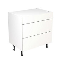 Kitchen Kit 3 Drawer Base Unit 800mm w/ Value Slab Cabinet Door - Standard Matt White