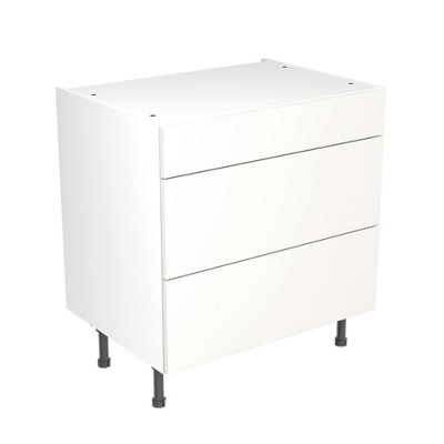 Kitchen Kit 3 Drawer Base Unit 800mm w/ Value Slab Cabinet Door - Standard Matt White