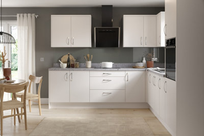Kitchen Kit 3 Drawer Base Unit 800mm w/ Value Slab Cabinet Door - Standard Matt White