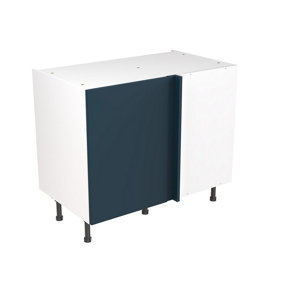 Kitchen Kit Base Unit Blind Corner 1000mm w/ Slab Cabinet Door - Ultra Matt Indigo Blue
