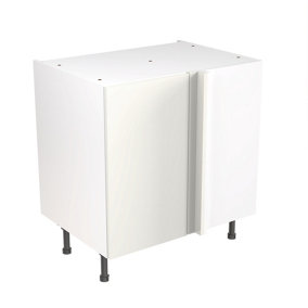 Kitchen Kit Base Unit Blind Corner 800mm w/ Slab Cabinet Door - Super Gloss White