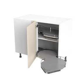 Kitchen Kit Base Unit Blind Corner with Pull Out Right 1000mm w/ Slab Cabinet Door - Ultra Matt Cashmere