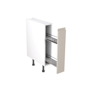 Kitchen Kit Base Unit with Pull Out Storage 150mm w/ J-Pull Cabinet Door - Super Gloss Light Grey