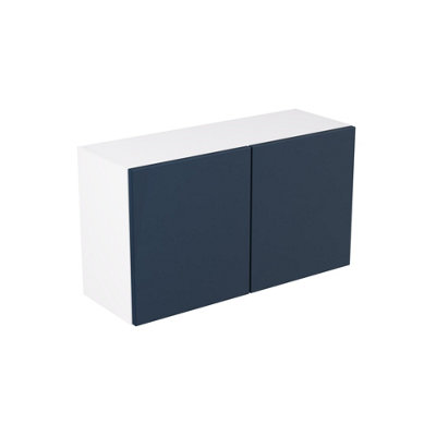 Kitchen Kit Blue Supermatt Slab Door Double Extractor Wall Mounted Unit ...