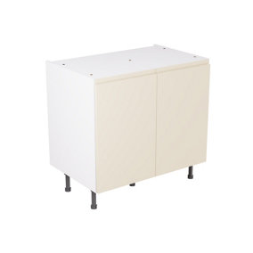 Kitchen Kit Cashmere Matt J-Pull Door Base Unit Cabinet Handleless Soft Close Pre-Built - 900x870mm