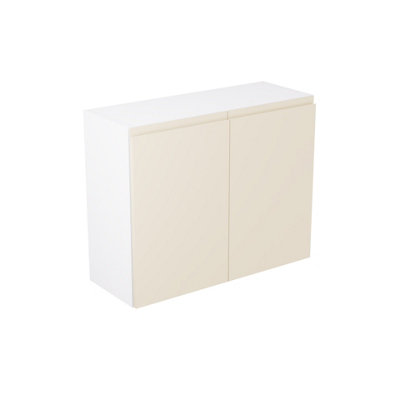 Kitchen Kit Cashmere Matt J-Pull Door Wall Mounted Unit Cabinet Handleless Soft Close Pre-Built - 900x720mm