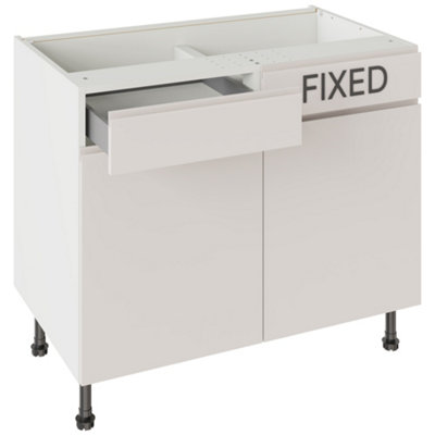Kitchen Kit Drawerline Base Cabinet 1000mm J-Pull - Gloss Light Grey