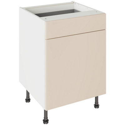 Kitchen Kit Drawerline Base Cabinet 600mm Slab - Supergloss Cashmere