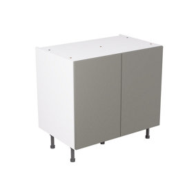 Kitchen Kit Dust Grey Gloss Slab Door Base Unit Cabinet Soft Close Pre-Built - 900x870mm