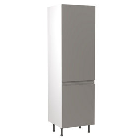 Kitchen Kit Fridge & Freezer Tall Housing Unit 600mm w/ J-Pull Cabinet Door - Super Gloss Dust Grey