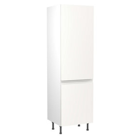 Kitchen Kit Fridge & Freezer Tall Housing Unit 600mm w/ J-Pull Cabinet Door - Super Gloss White