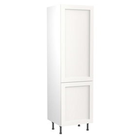 Kitchen Kit Fridge & Freezer Tall Housing Unit 600mm w/ Shaker Cabinet Door - Ultra Matt White
