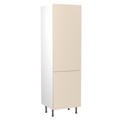 Kitchen Kit Fridge & Freezer Tall Housing Unit 600mm w/ Slab Cabinet Door - Super Gloss Cashmere