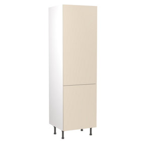 Kitchen Kit Fridge & Freezer Tall Housing Unit 600mm w/ Slab Cabinet Door - Super Gloss Cashmere